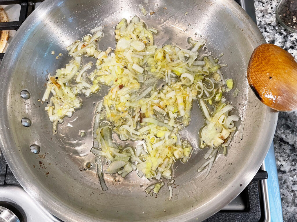 sauteeing leeks